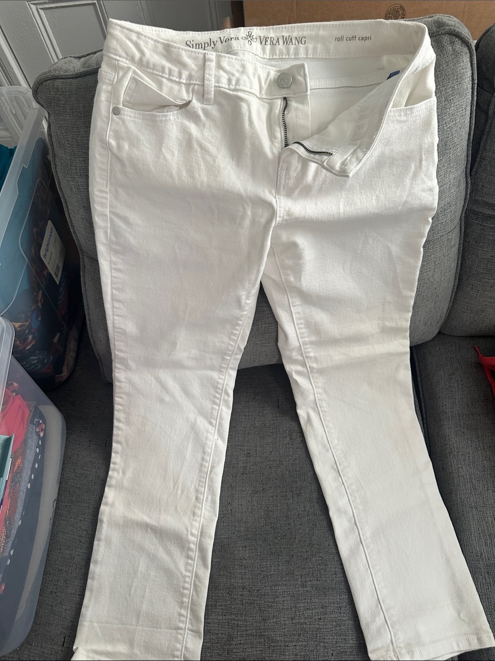 Simply Vera Vera Wang White Ankle Roll-Cuff Jeans